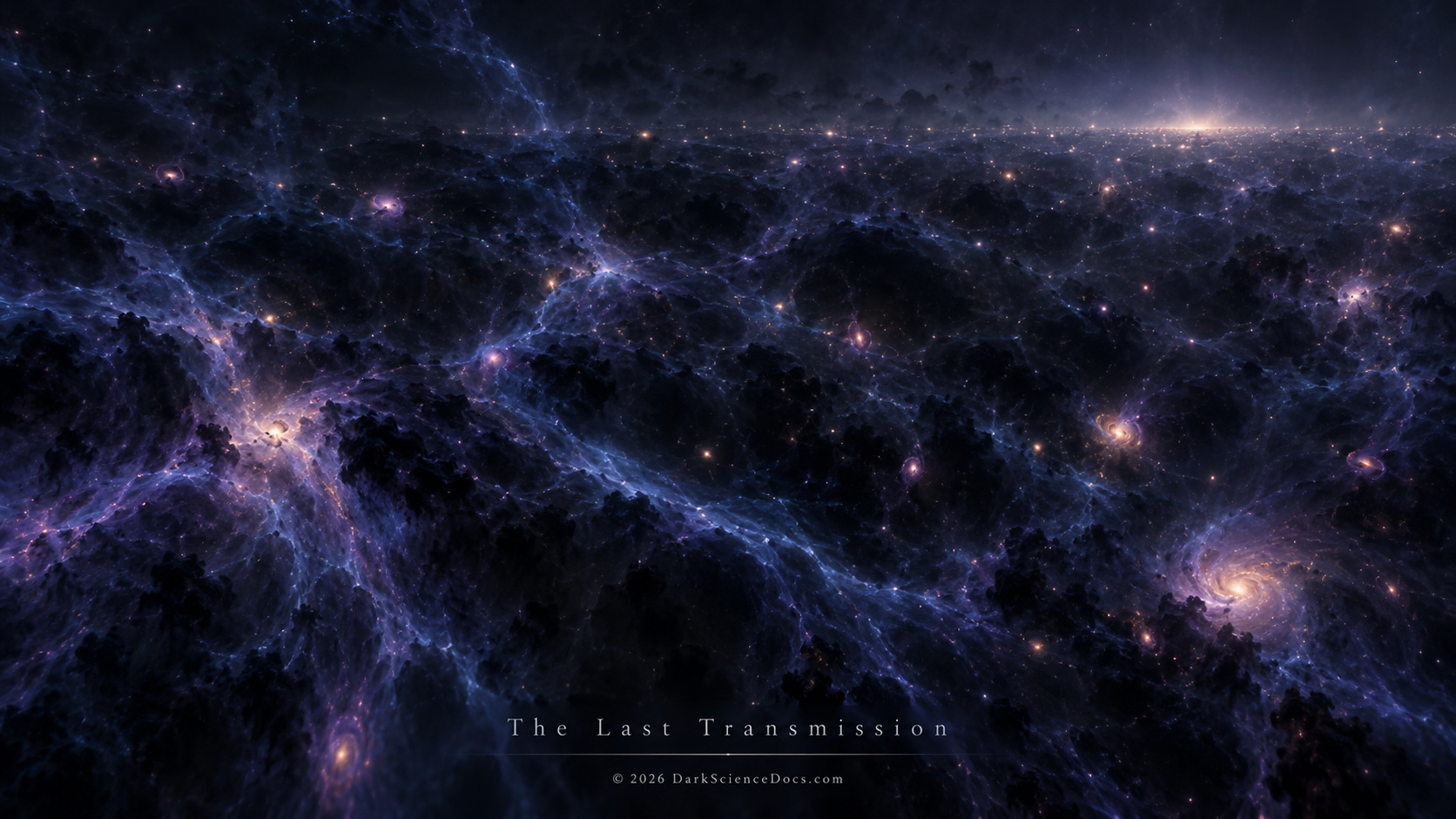 Artist’s interpretation of the cosmic Dark Ages, with primordial gas gathering along an emerging cosmic web before the universe became filled with galaxies.