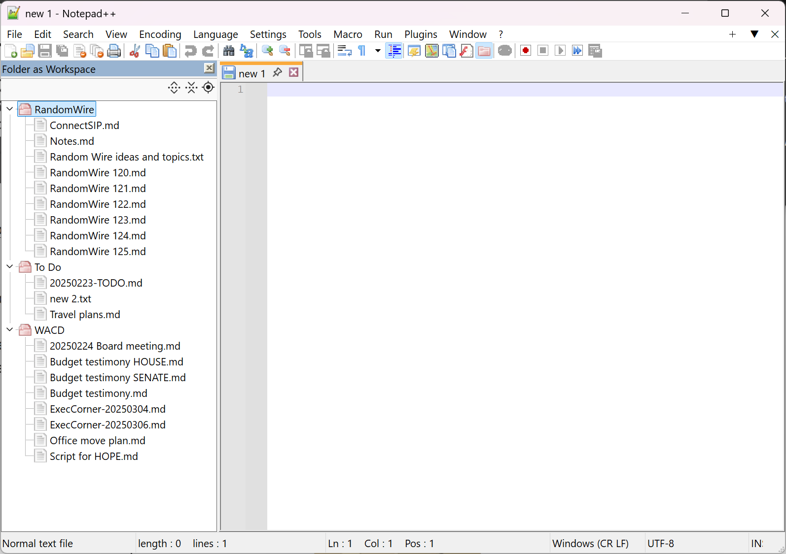 Notepad++ “folders as workspaces”
