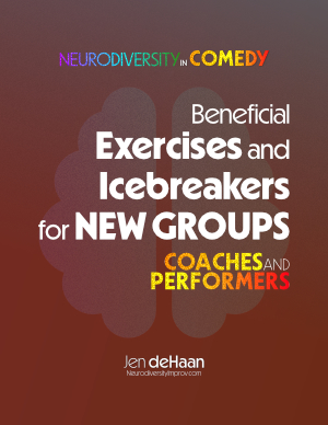 book cover rust gradient with text Beneficial Exercises and Icebreakers for new groups coaches and performers with author name at bottom