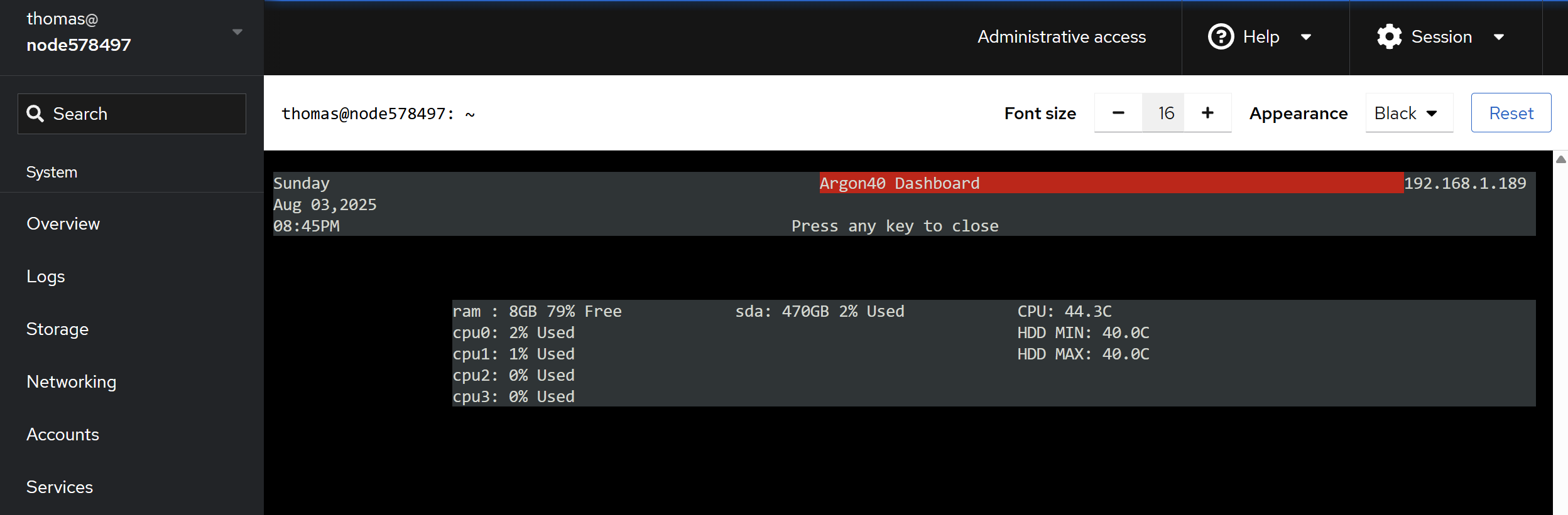 The Argon40 Dashboard
