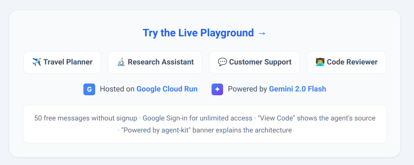 Live playground powered by Google Cloud Run and Gemini
