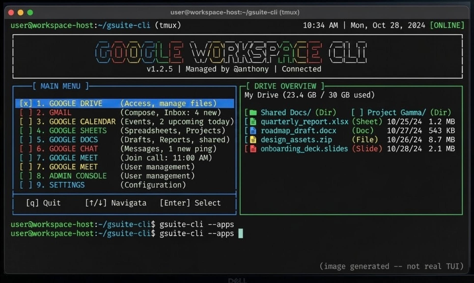 Google apps in the terminal