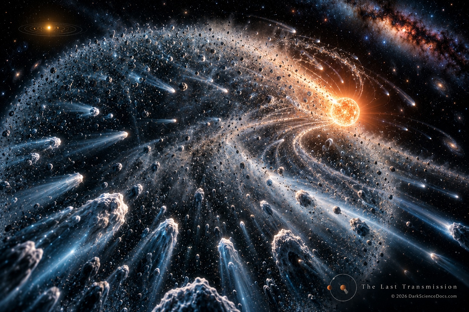 Concept artwork. A proposed encounter asks whether long-period comets preserve a much older disturbance.