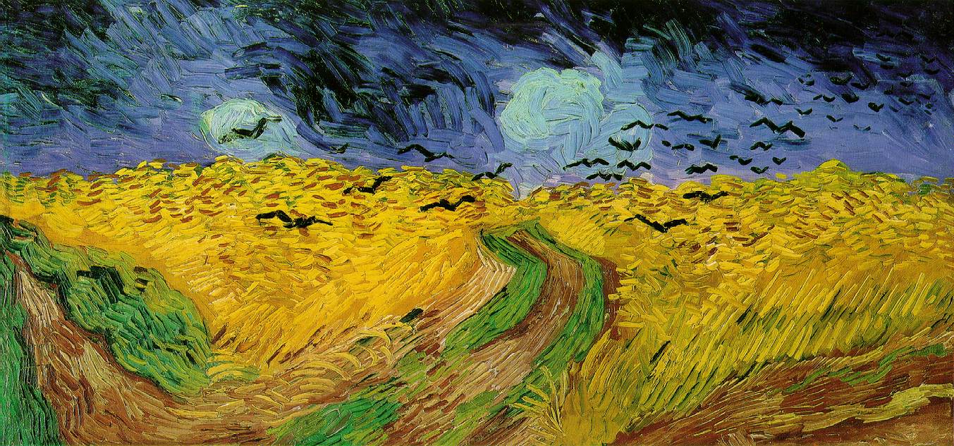 Van Gogh's Wheatfield with Crows showing yellow fields and dark paths