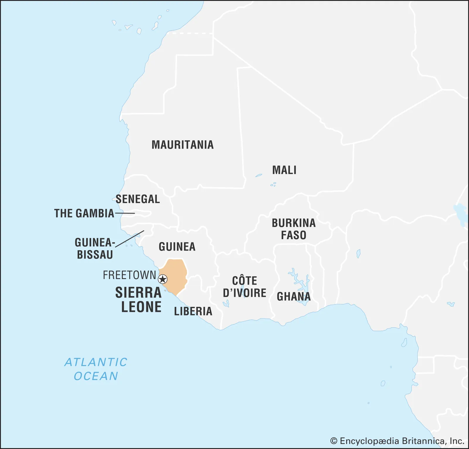 Map of Sierra Leone and West Africa