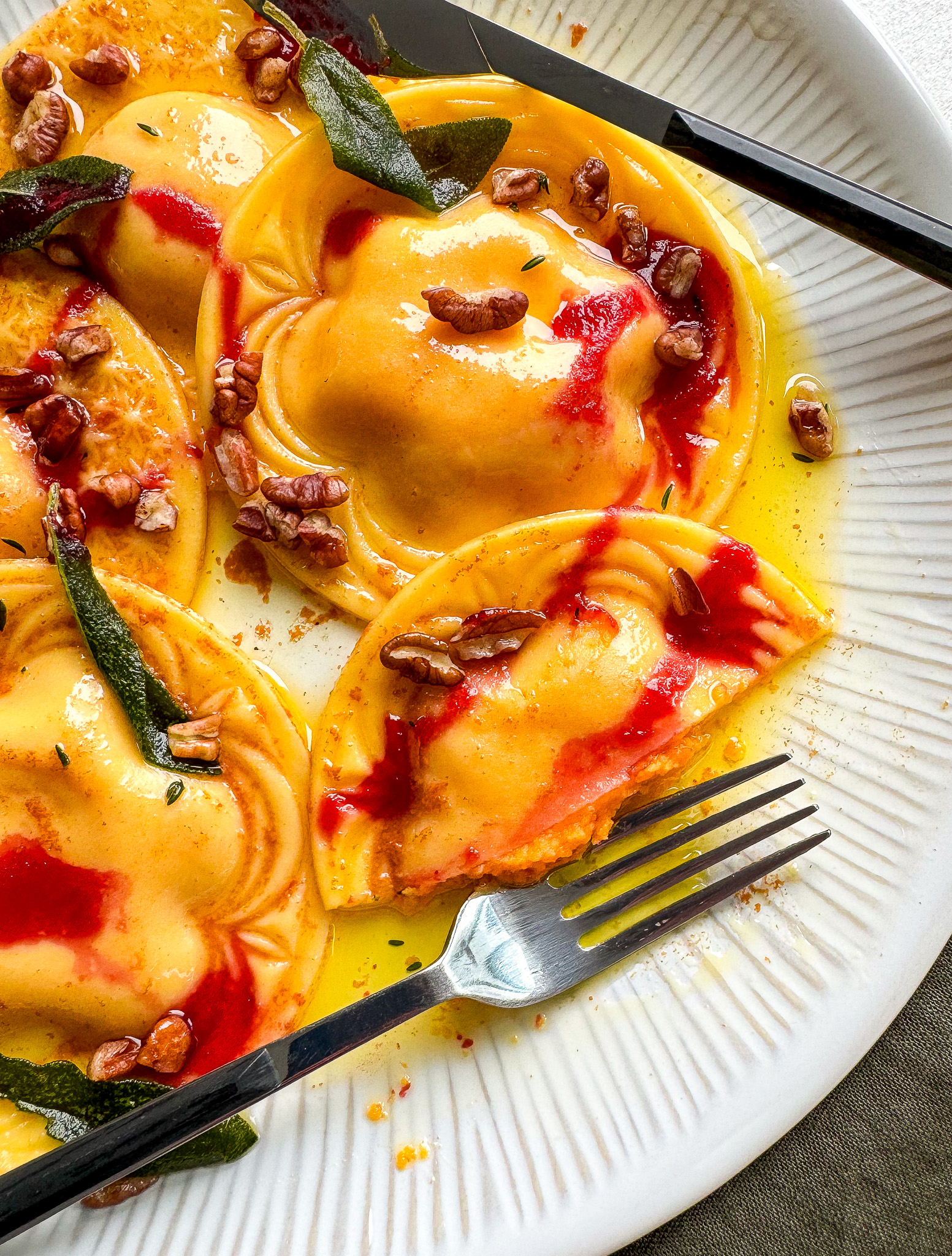 holiday-glam sweet potato ravioli - by Meryl Feinstein