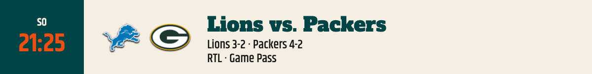 Lions vs. Packers, Sonntag 21:25 Uhr