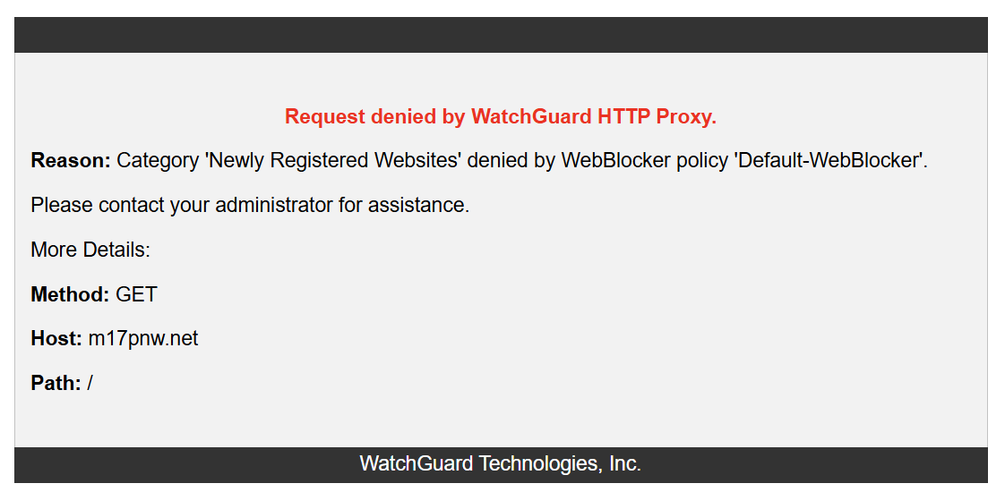 WatchGuard message