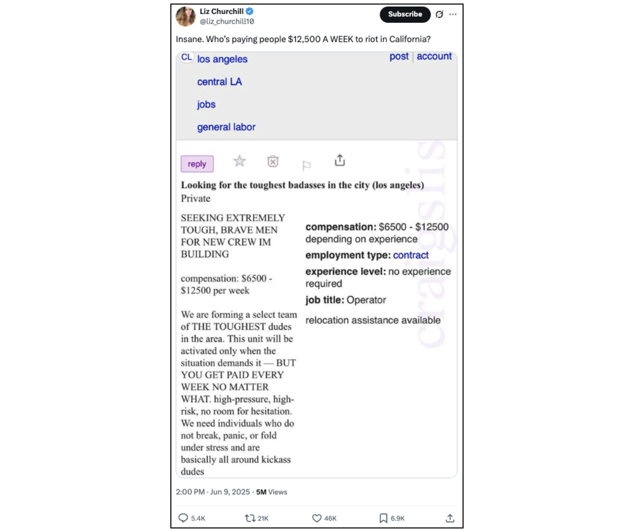 Prankster’s Craigslist Ad Cited as Proof that LA Protesters Were Paid