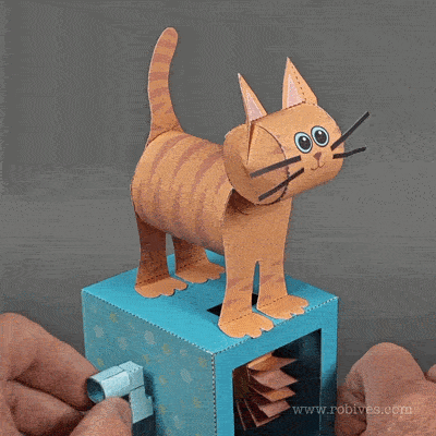 Purring Cat — a paper automaton with a voice