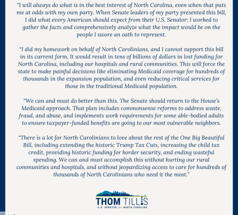 Senator Thom Tillis