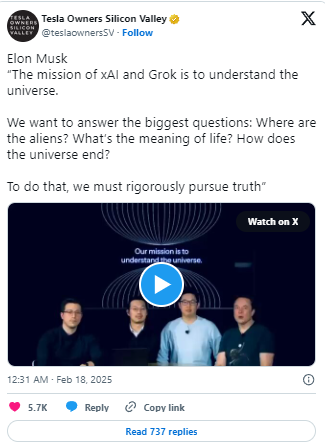 Musk's xAI Unveils "State Of The Art" Grok 3 AI Bot, Surpassing OpenAI & DeepSeek 