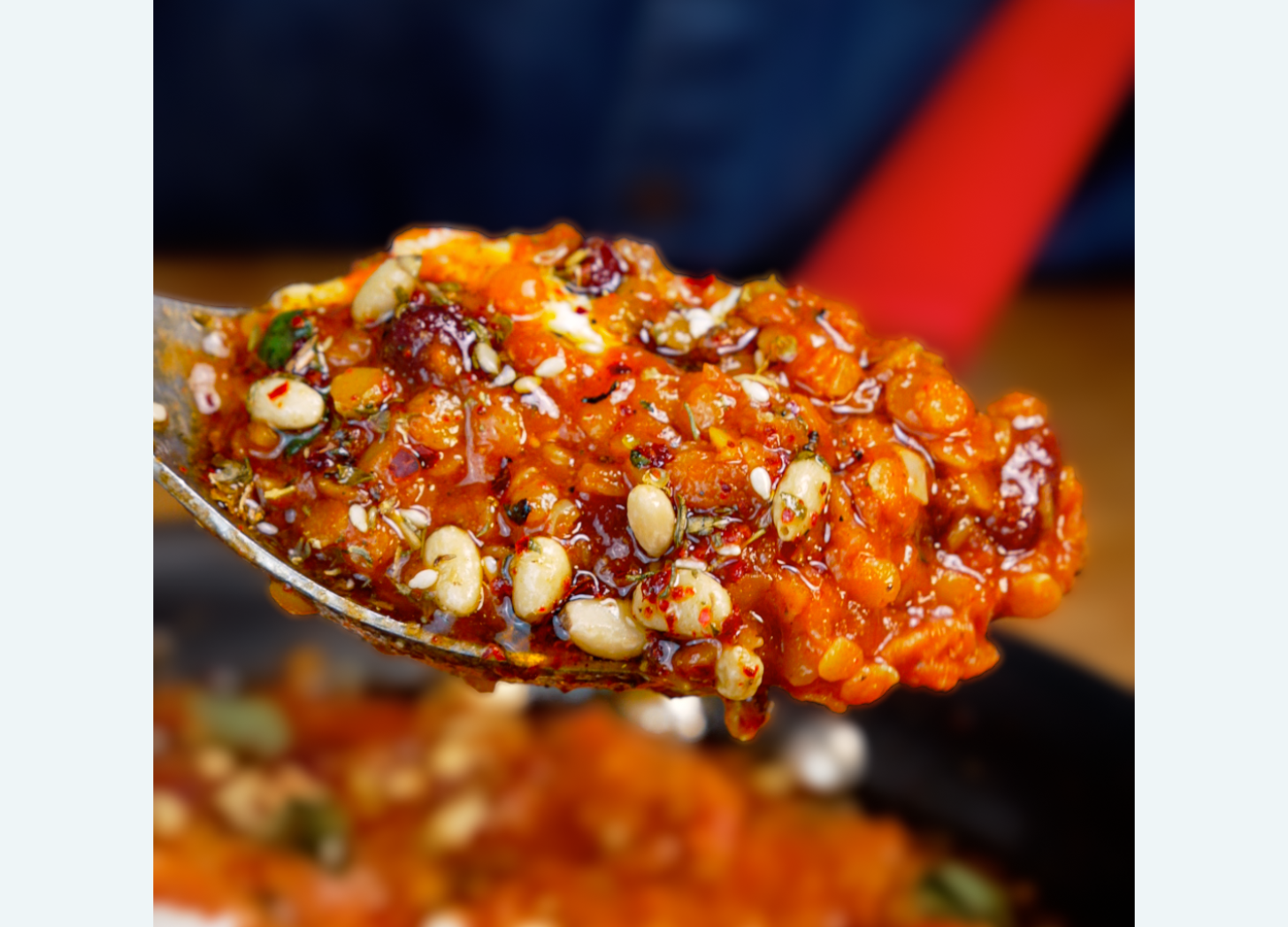 Fire Roasted Tomato Lentils w/ Zippy Za'atar Pine Nuts