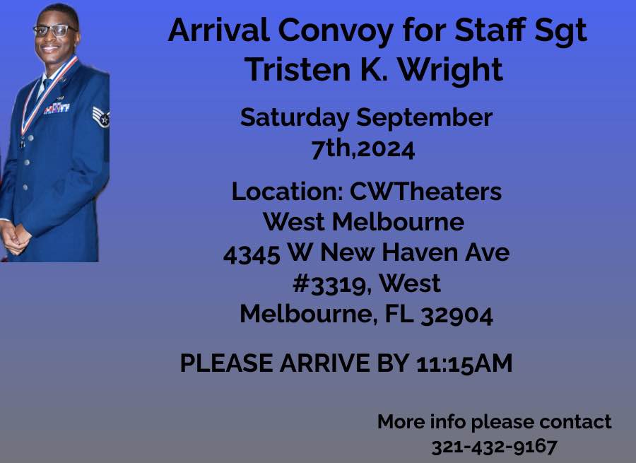 Image for article: Palm Bay Prepares to Welcome Home Fallen Airman, Staff Sgt. Tristen Wright