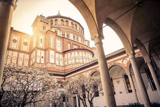 Courtyard and church of Santa Maria delle Grazie in Milan