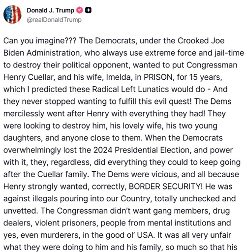 Trump Wonders What Part Of Quid Pro Quo Grifty Dem. Rep. Henry Cuellar ...
