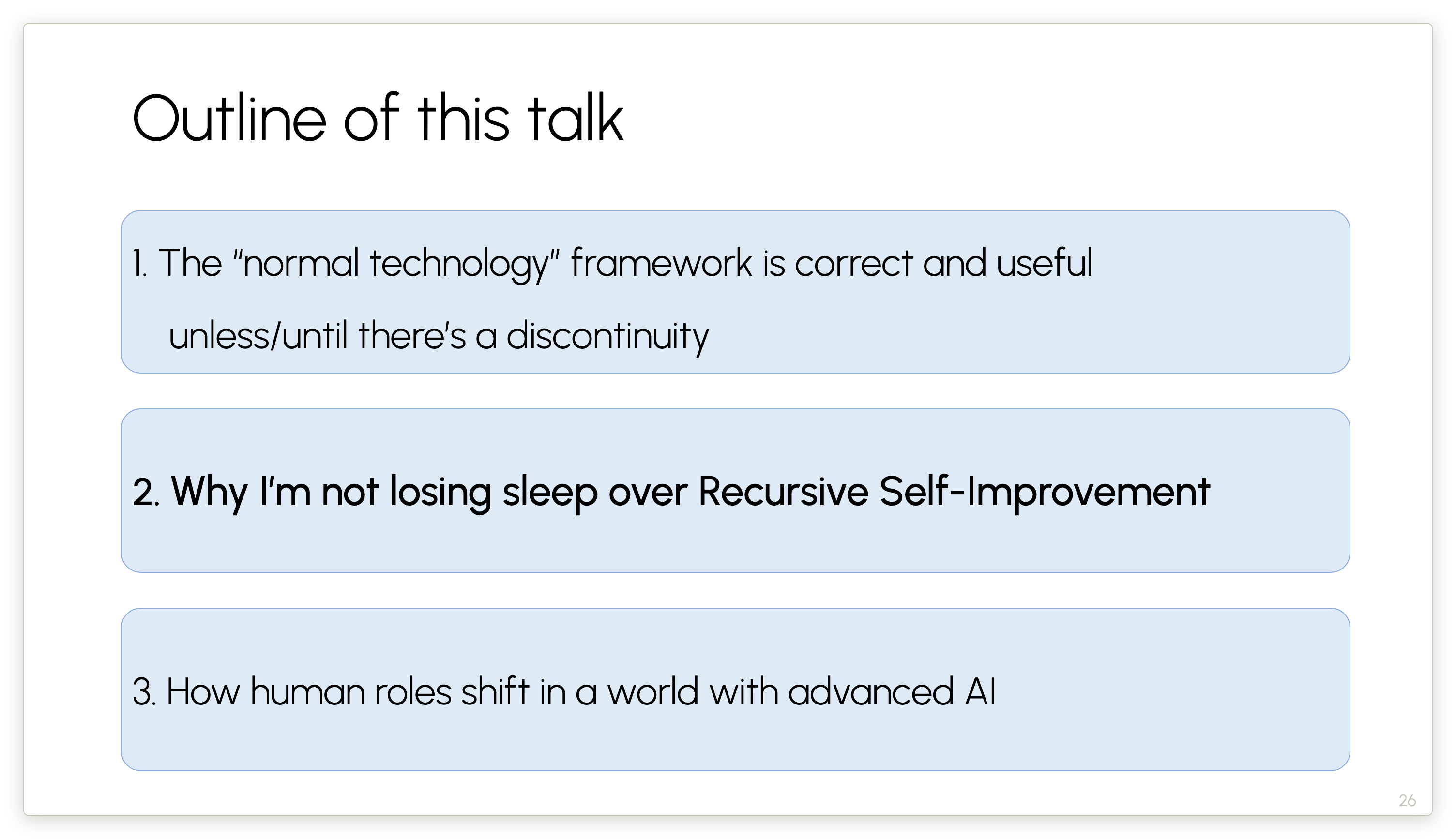 Outline of this talk