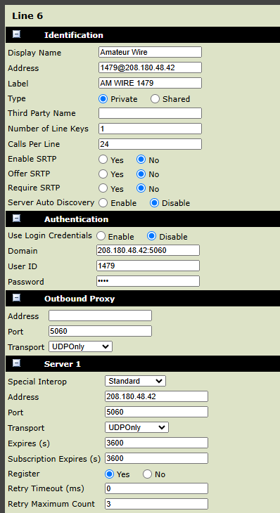 Amateur Wire configuration on Polycom VVX 401
