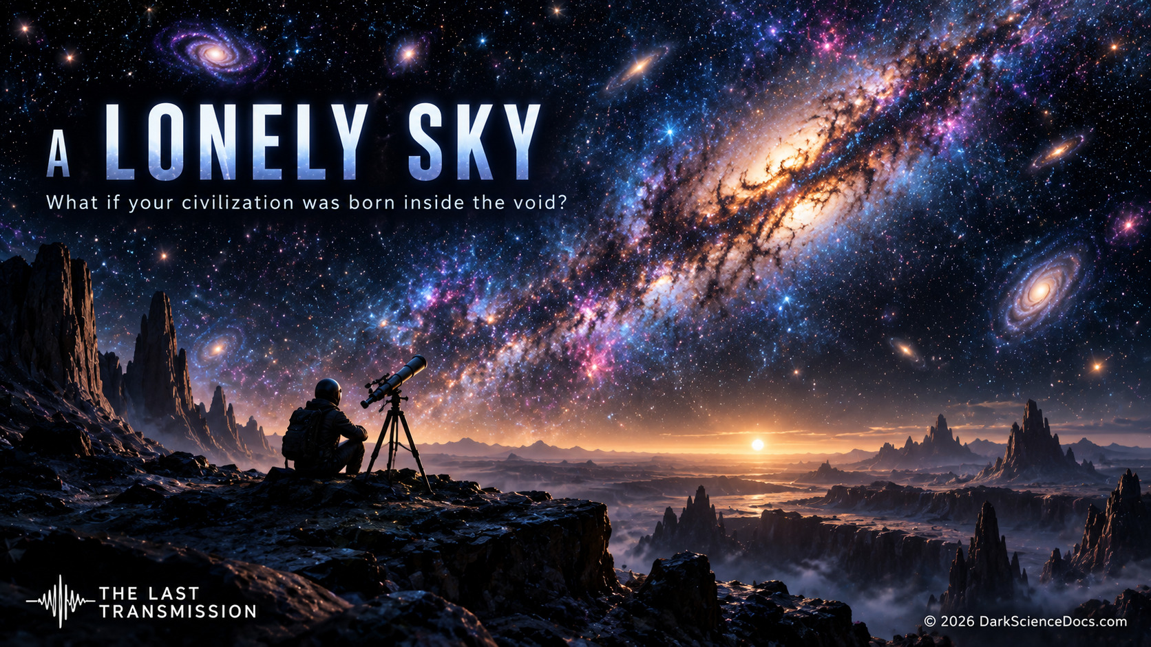 Concept artwork. An imagined observer asks how cosmic isolation would change the view beyond a home galaxy.