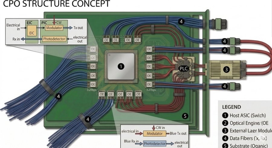 Figure 1: Top view of a finished CPO package