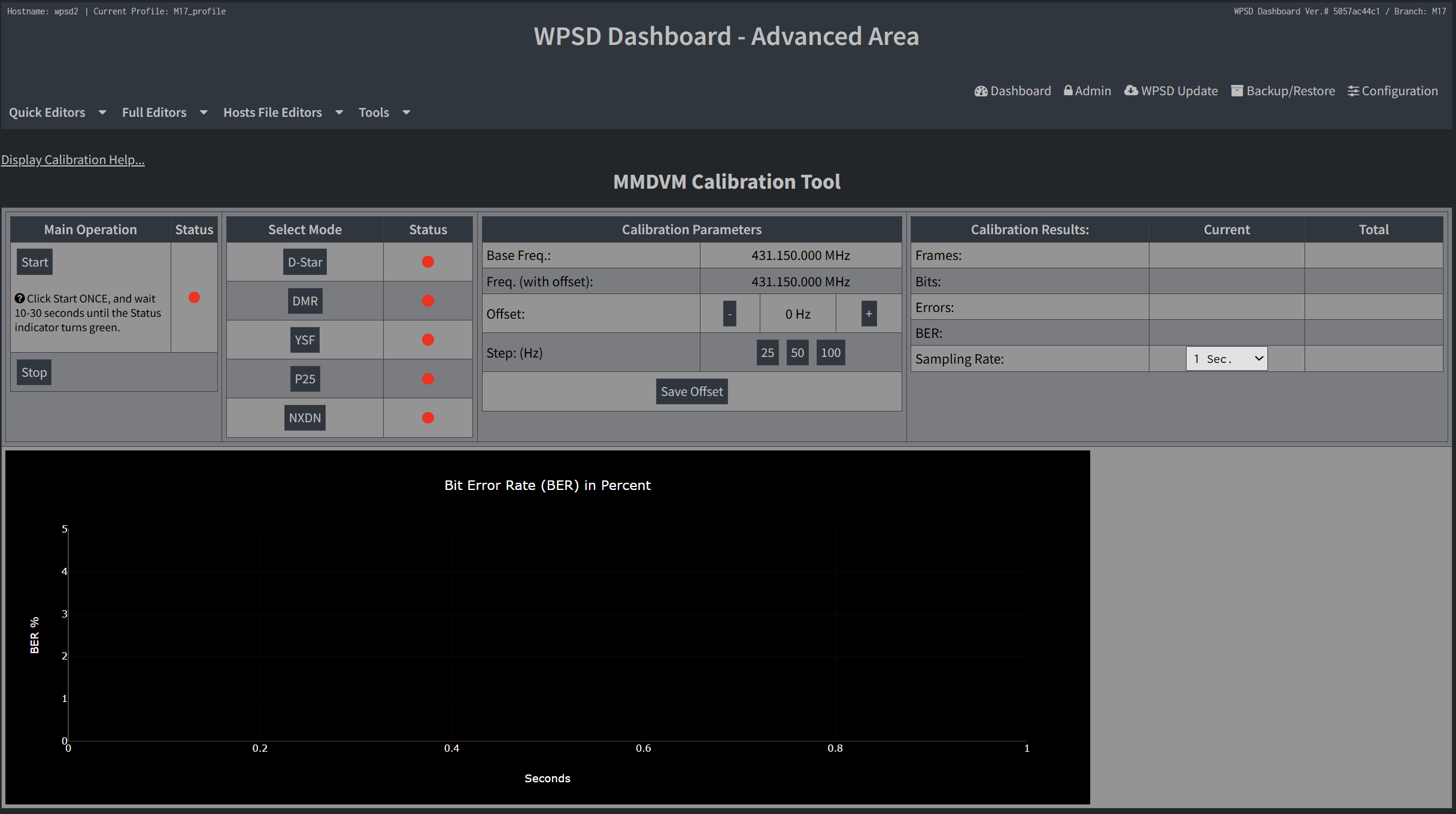 No M17 calibration option is available