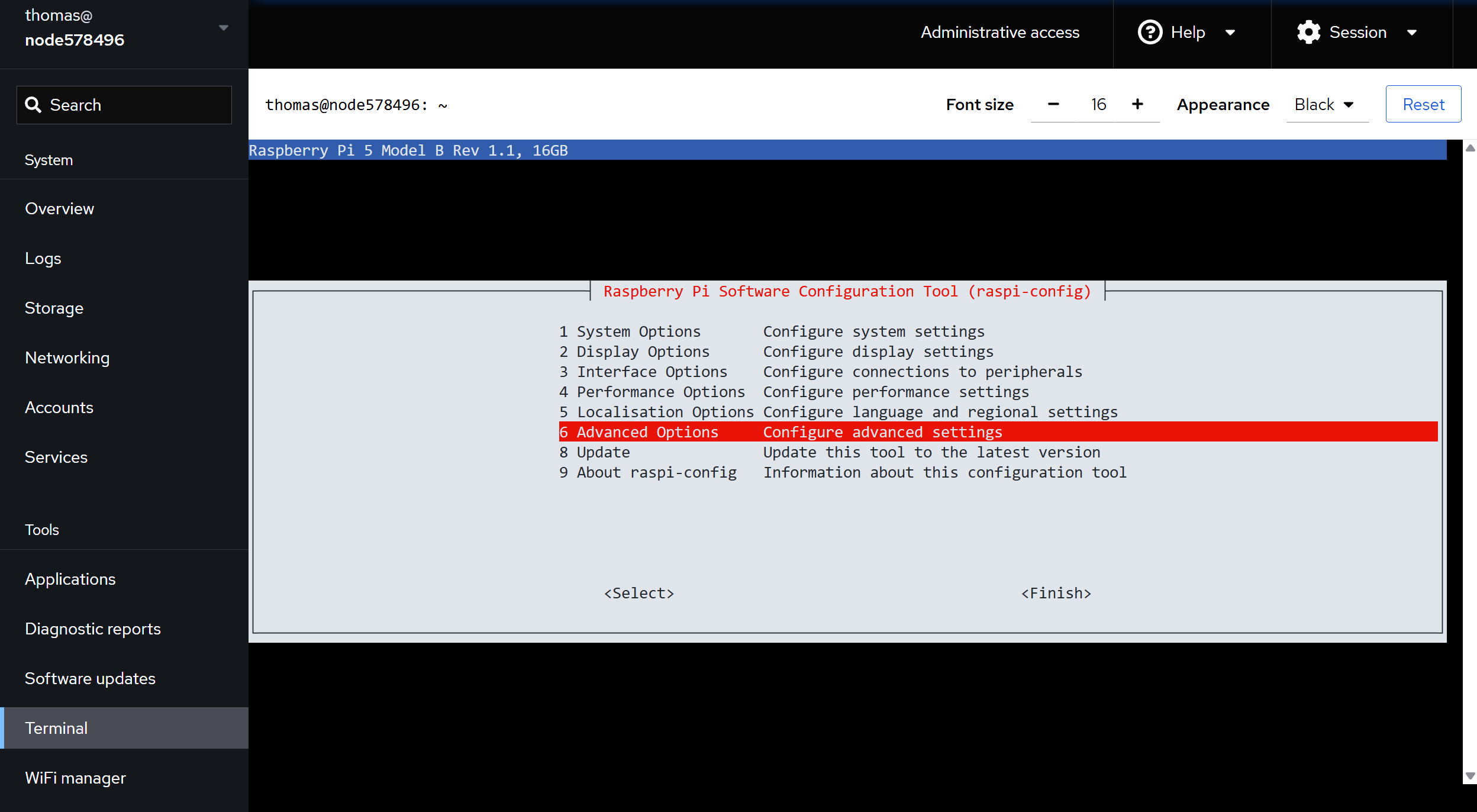 In raspi-config, choose Advanced Options