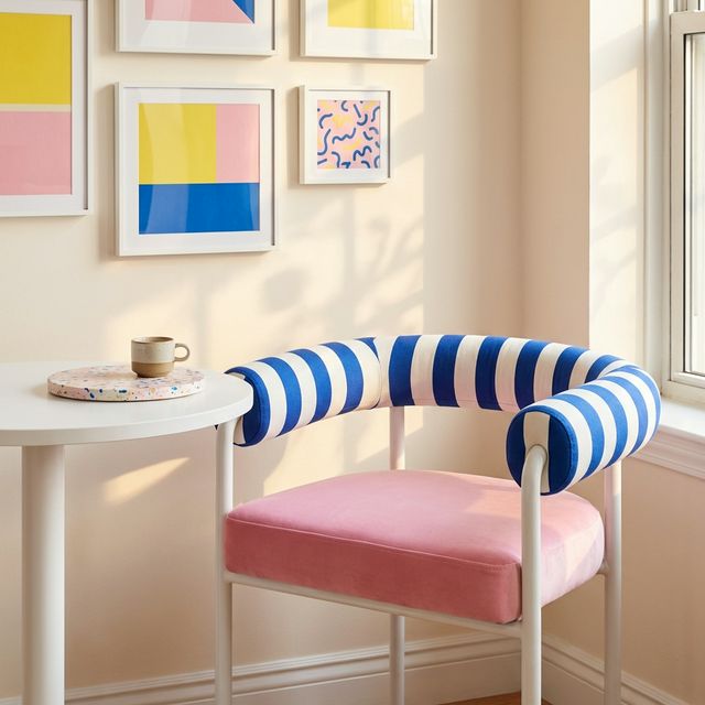 Memphis-inspired striped chair