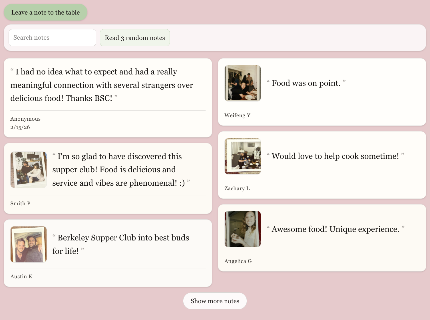 Share Your Supper Club Experience