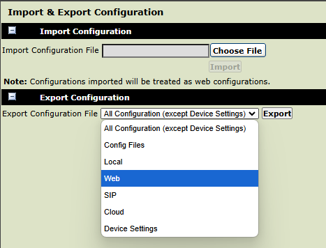 Export the configuration