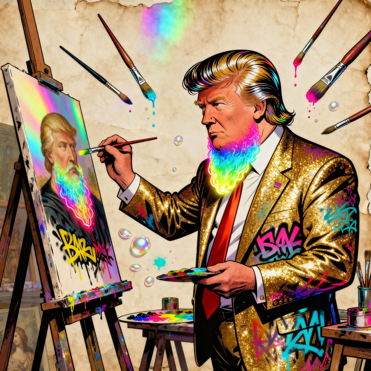 Magick Mica Trump parody art