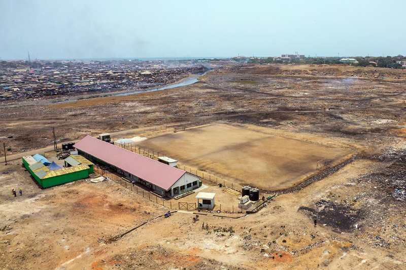 Photo vue du ciel de la décharge dAgbogbloshie. (Les lieux sont vides)