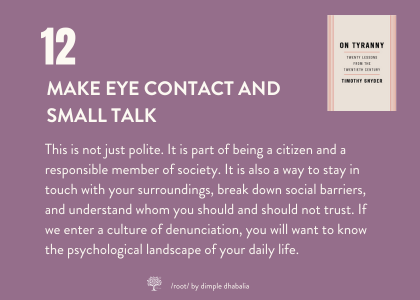 day 12: make eye contact and small talk