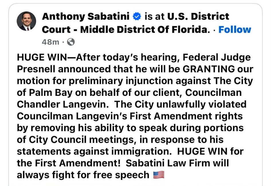 Image for article: Langevin v. Palm Bay: The “Win,” The Wait, and The Record