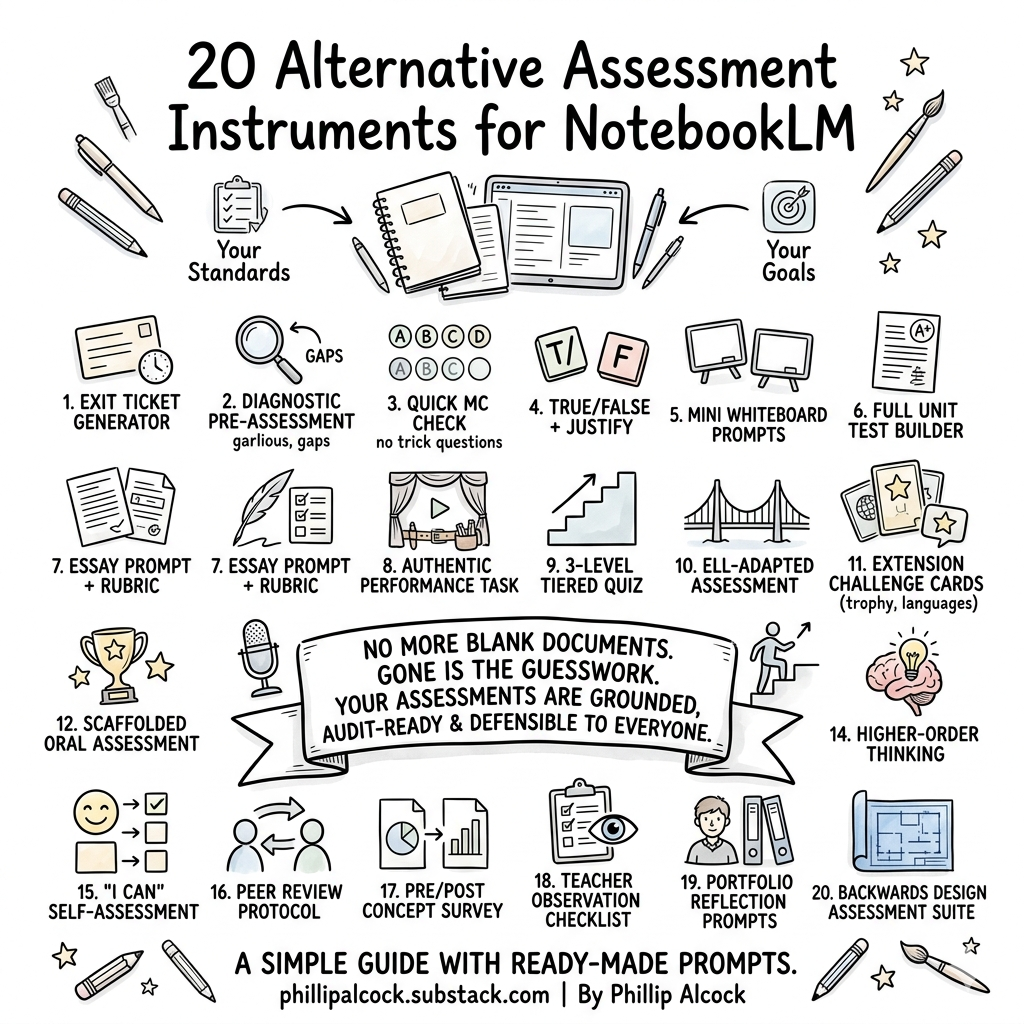 20 Types of Alternative Assessment Instruments in NotebookLM