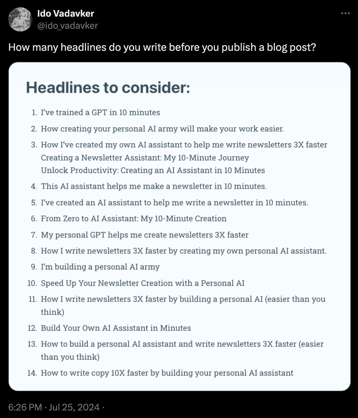 Me doing the headline challenge - @ido_vadavker