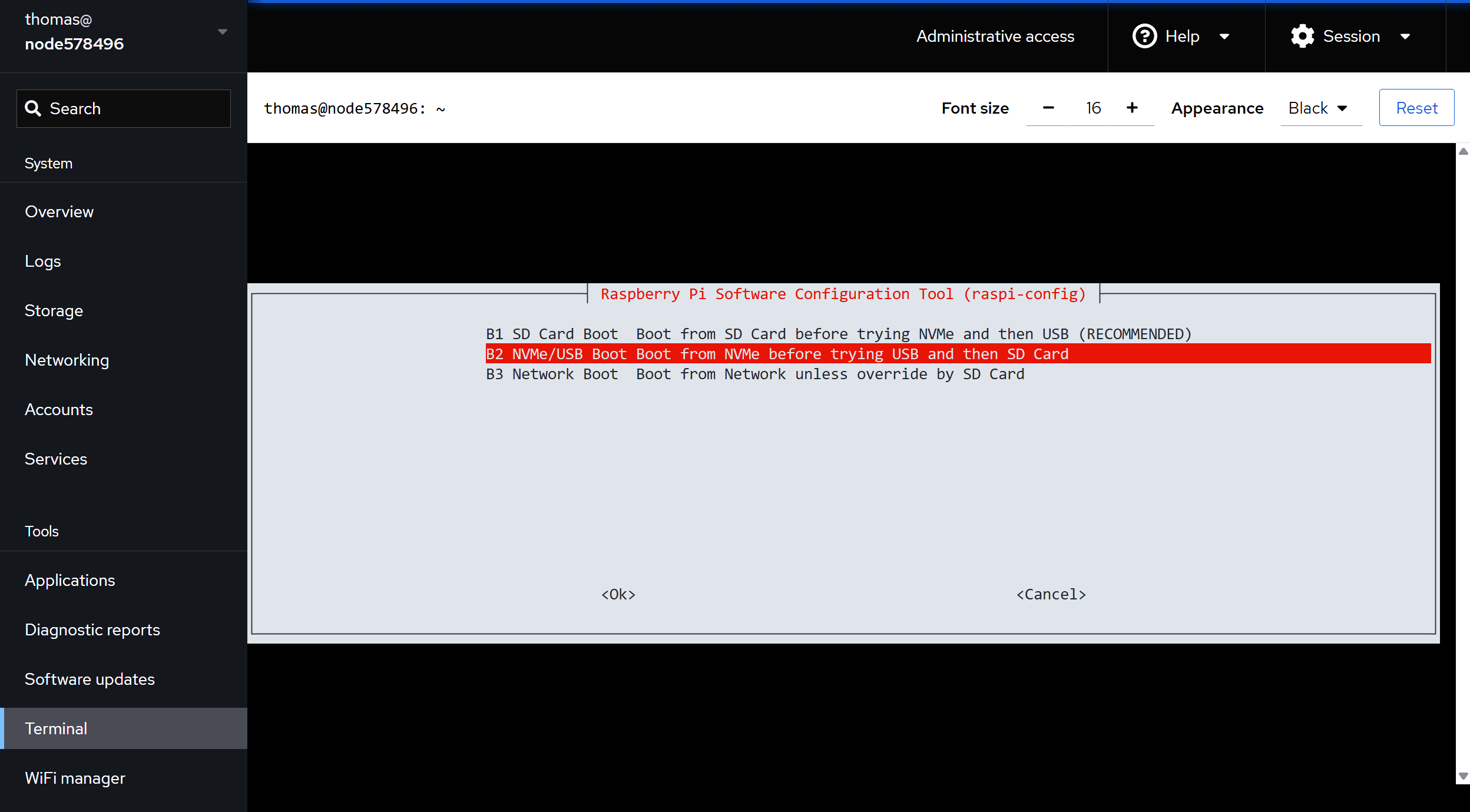 Then choose B2 NVMe/USB Boot and click OK