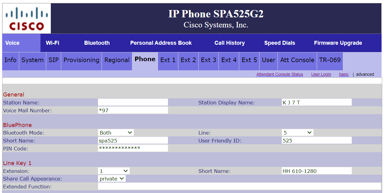 Changing the Short Name changes the display on your phone