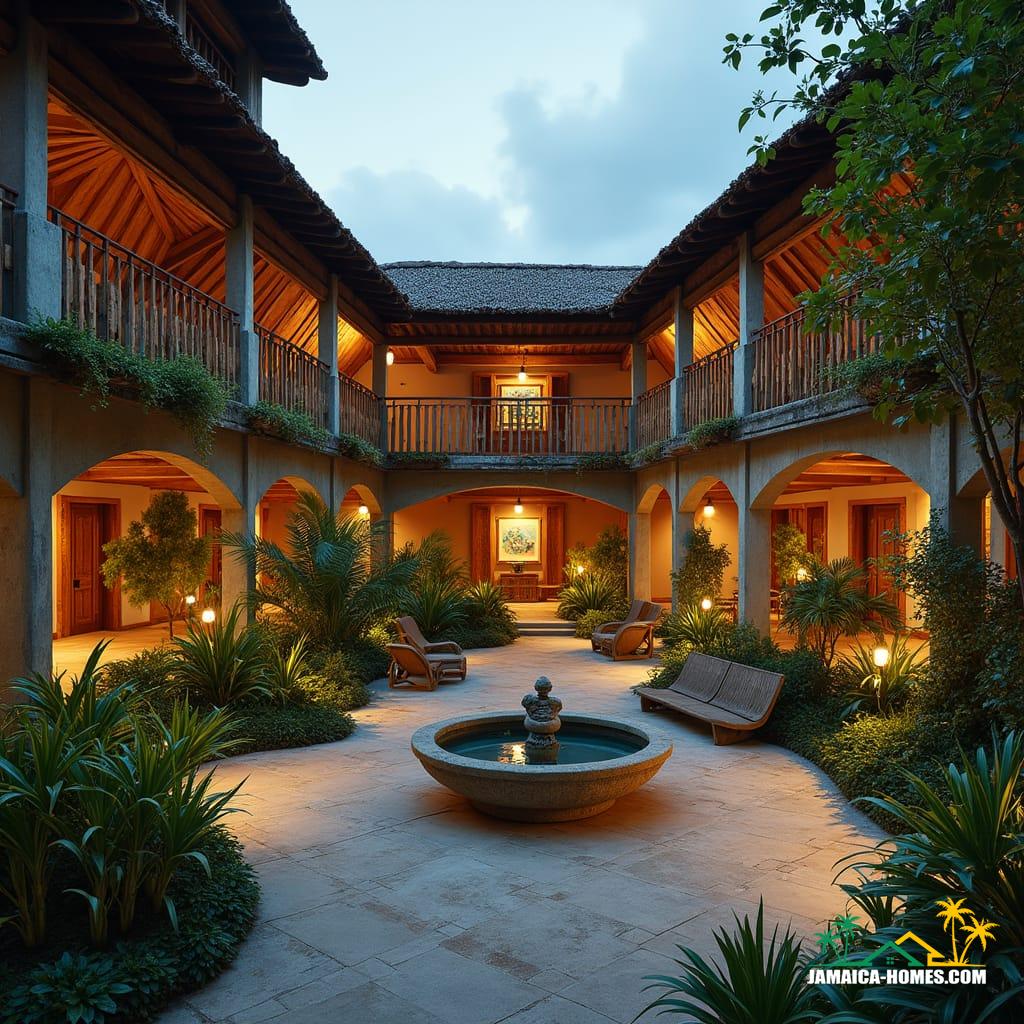 Design of a cultural arts center in Kingston, Jamaica, inspired by traditional Jamaican architecture with modern twists.