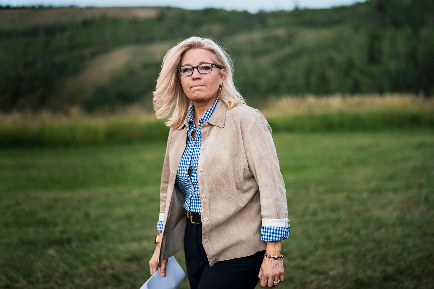 Rep. Liz Cheney, R-Wyo., arrives to speak after loosing to her opponent Harriet Hageman in the Republican primary election, during an event held at the Mead Ranch on Tuesday, Aug 16, 2022 in Jackson Hole, WY.
