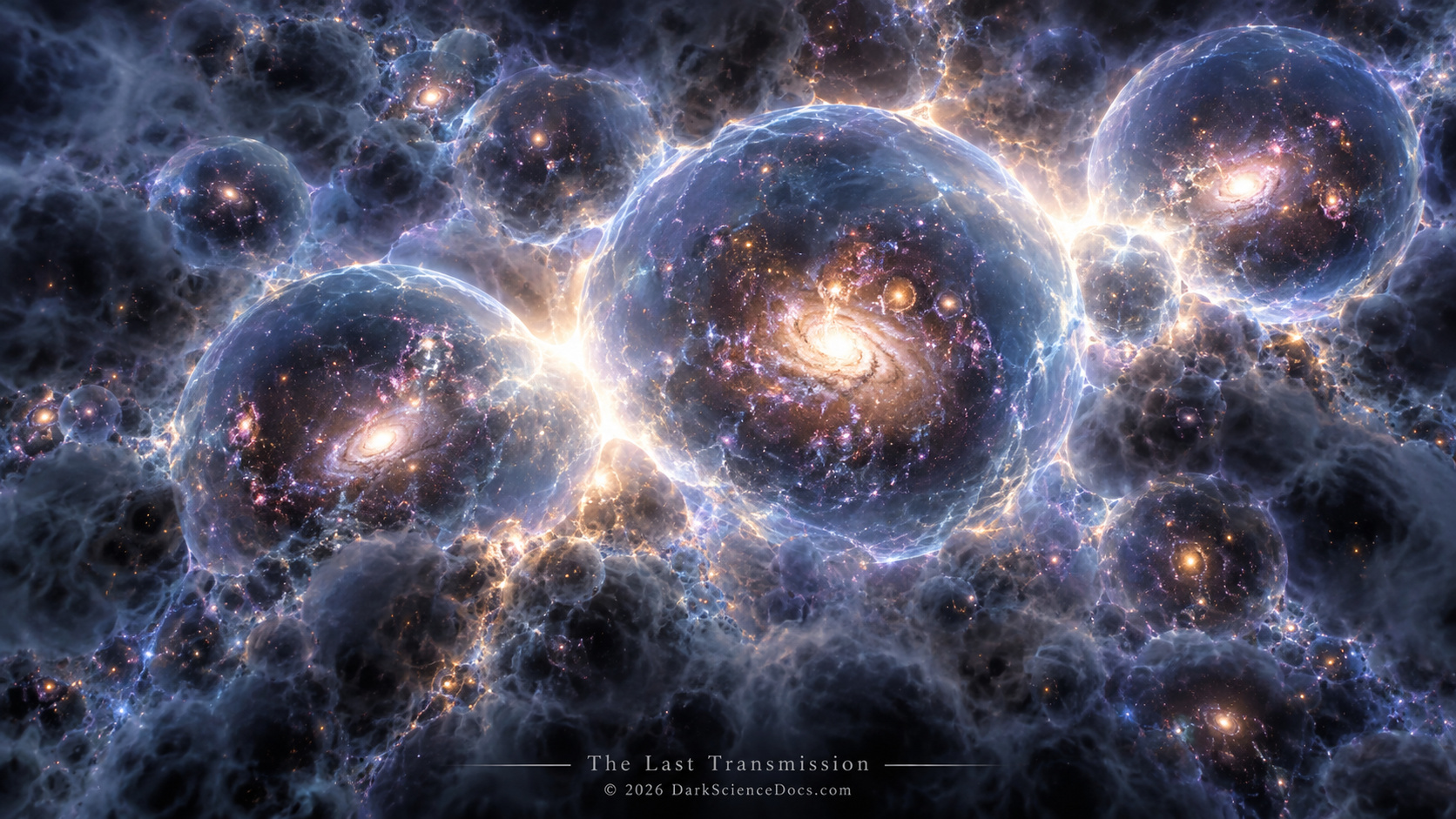 Artist’s interpretation of ionized bubbles expanding around the earliest galaxies, like luminous cavities being carved into a primordial fog of neutral hydrogen.