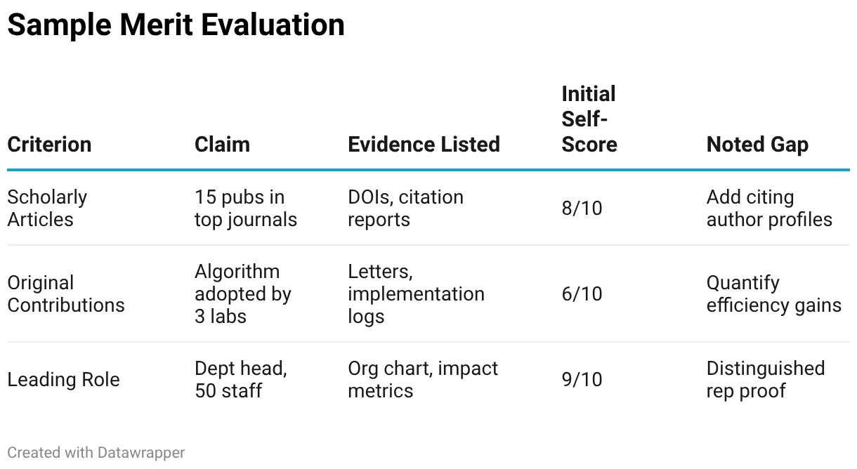 Sample Merit Evaluation