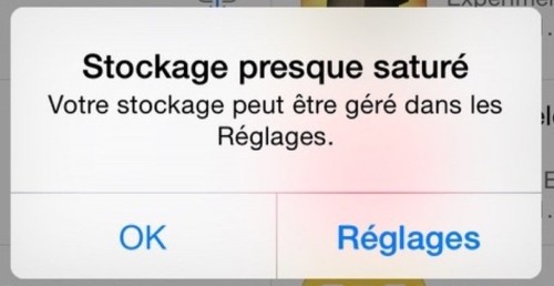 "Stockage presque saturé"