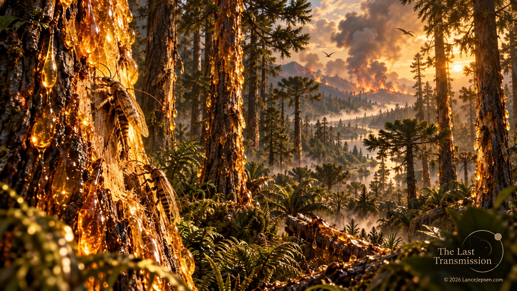 Speculative Cretaceous forest rich in resin and potential amber inclusions