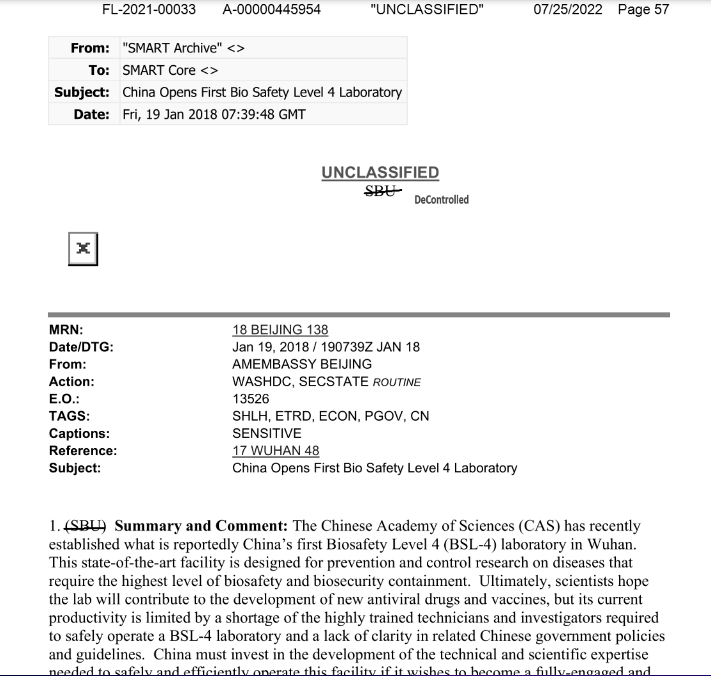 State Department Wuhan Memos To National Security Council Were Withheld From Trump