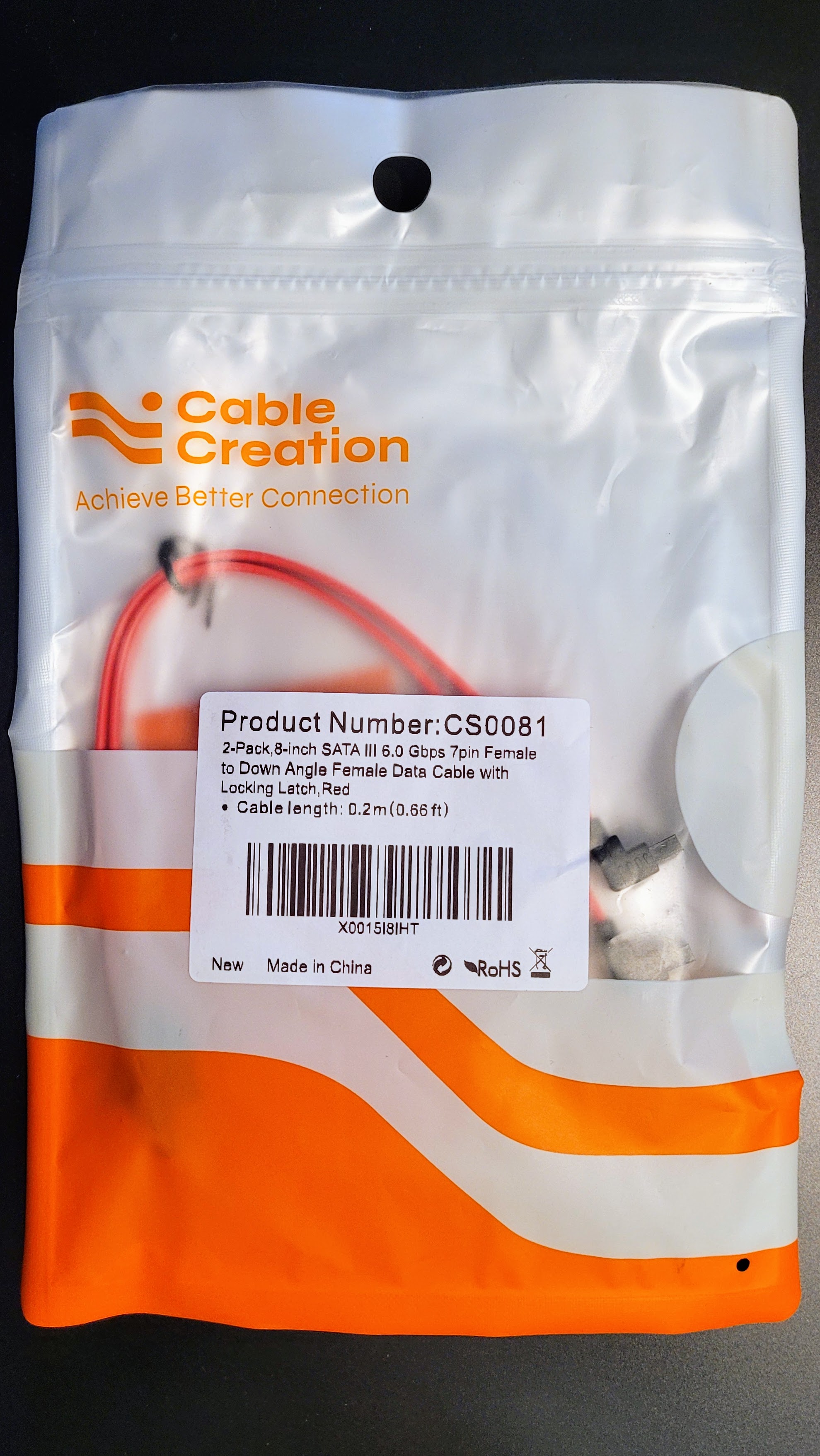 Two-pack of SATA III cables