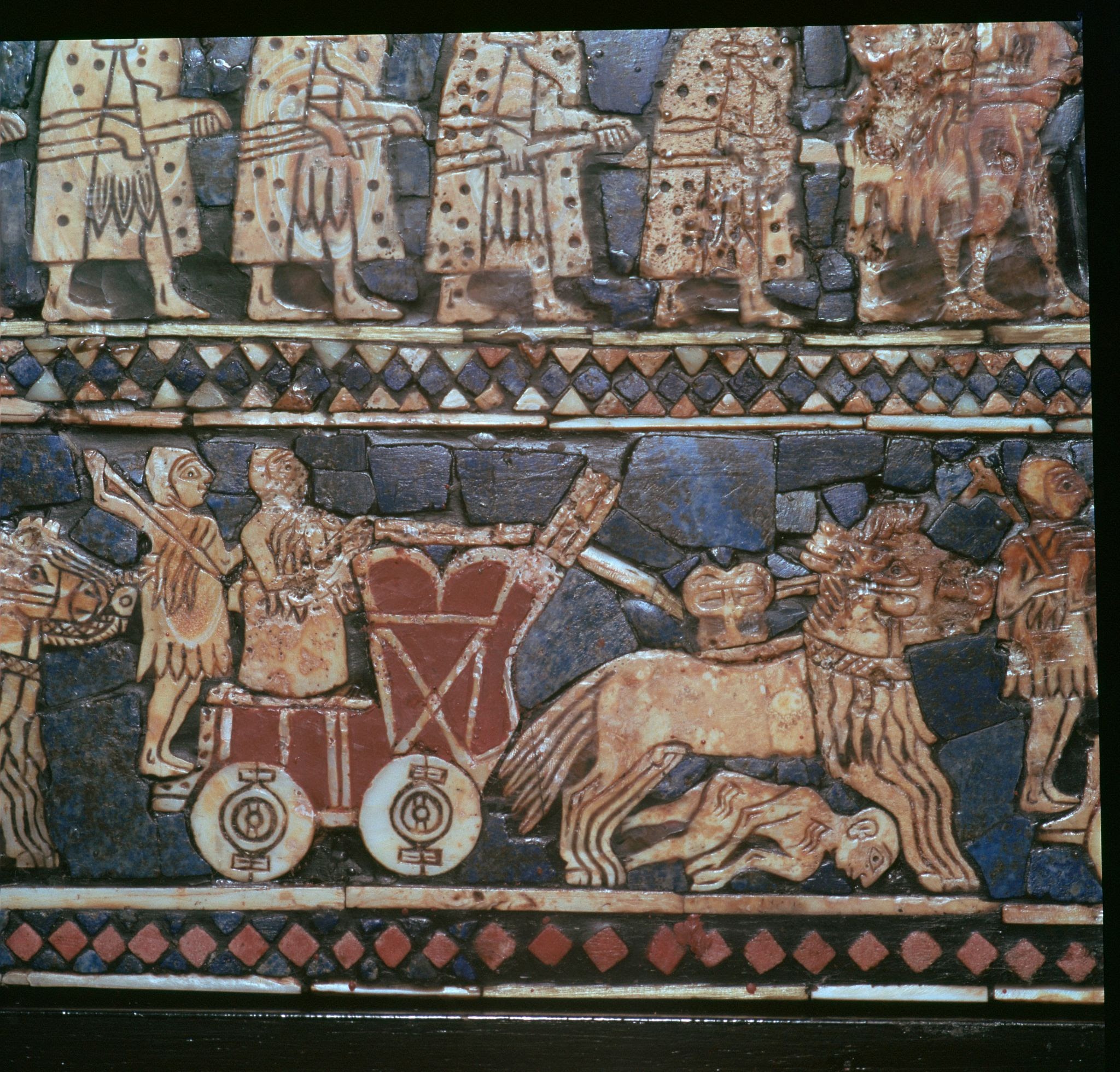 Detail of the Standard of Ur, showing a Sumerian War-Chariot, southern Iraq, about 2600-2400 BC., AI generated Detail of the Standard of Ur, showing a Sumerian War-Chariot, southern Iraq, about 2600-2400 BC., AI generated