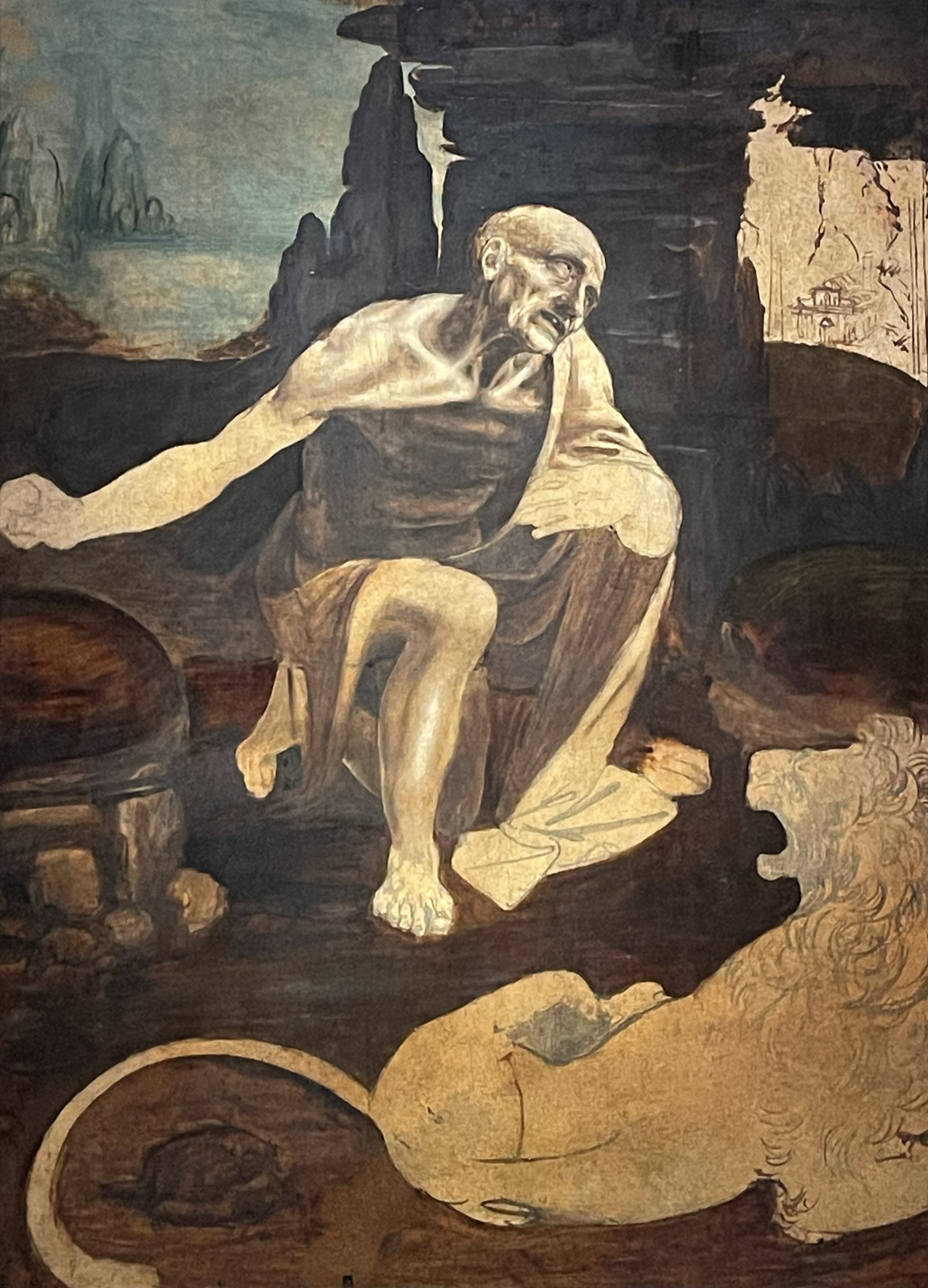 Leonardo da Vinci's unfinished Saint Jerome in the Wilderness painting