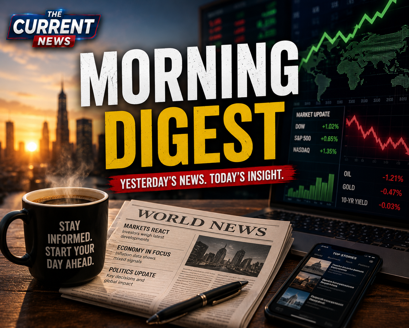 WEDNESDAY MORNING DIGEST ☕ | U.S. Strikes Iran After Apache Incident, Markets React, and the World Watches