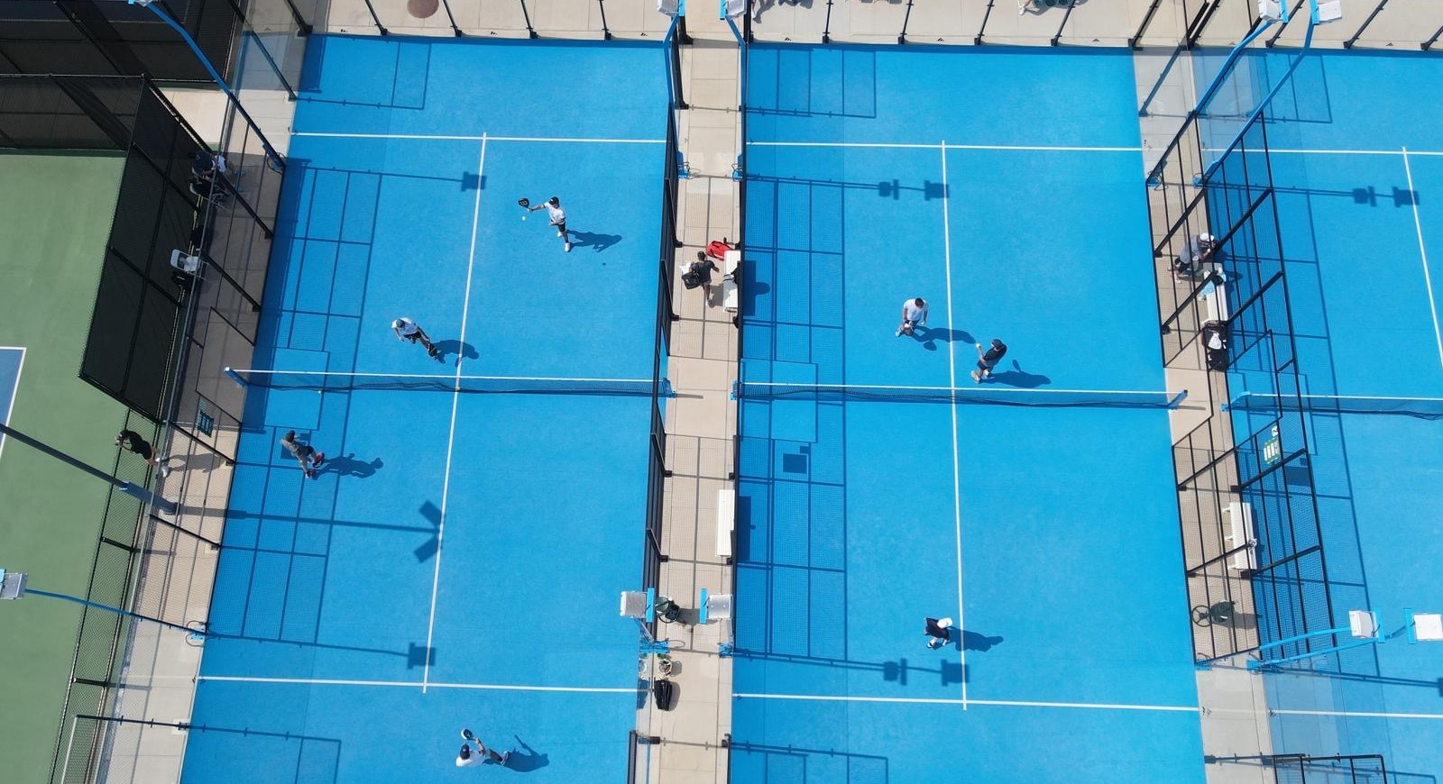 Aerial view of padel courts at North Texas Racquet Club in Frisco, TX