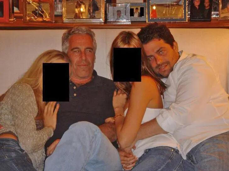 'Melania' director Brett Ratner is seen cuddling a woman on a sofa next to disgraced financier, Jeffrey Epstein. / Department of Justice